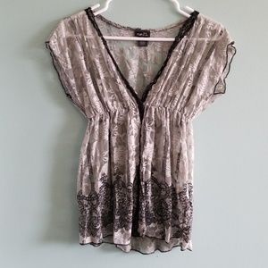Grey/Black Lace floral top